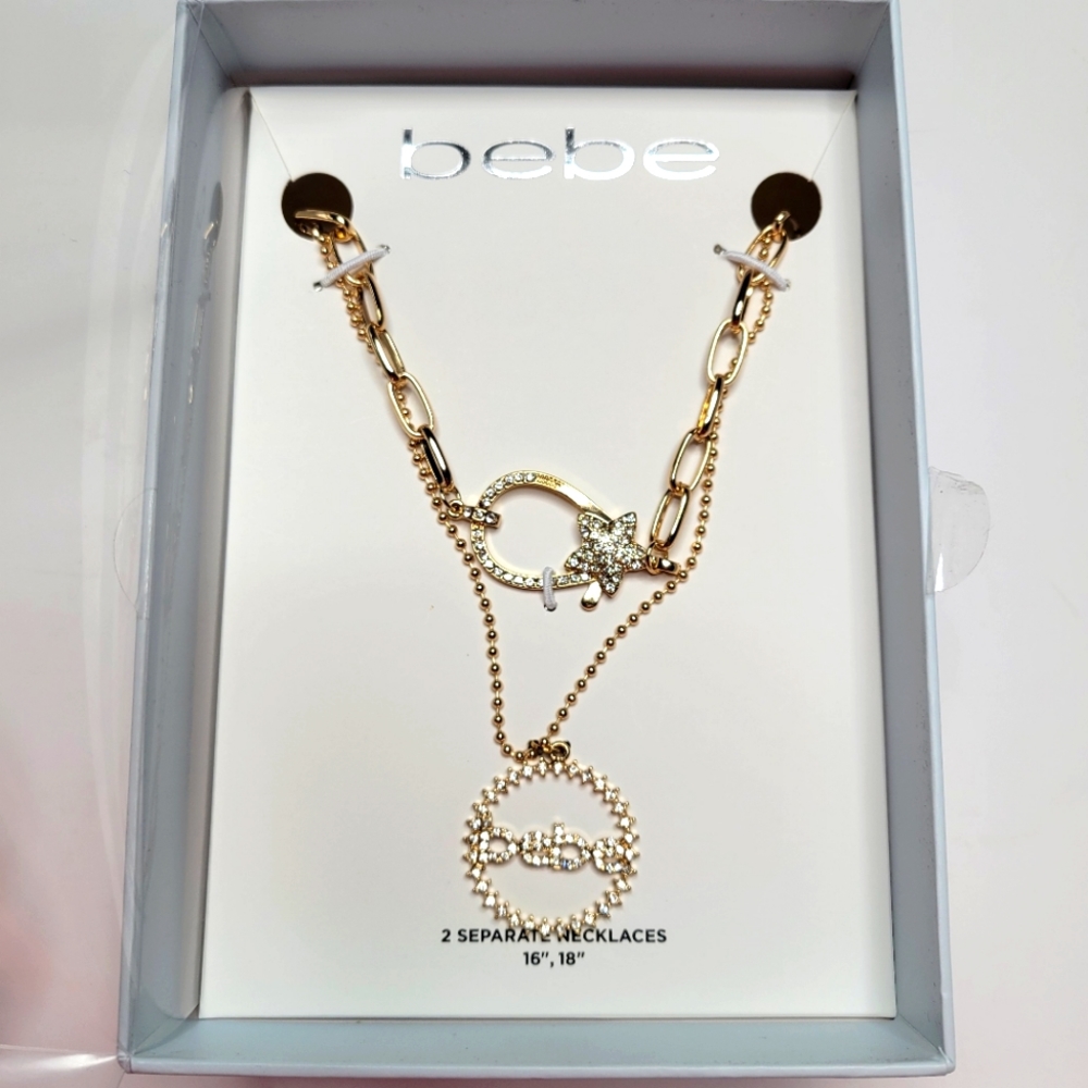 BEBE Gold Necklace Set NWT